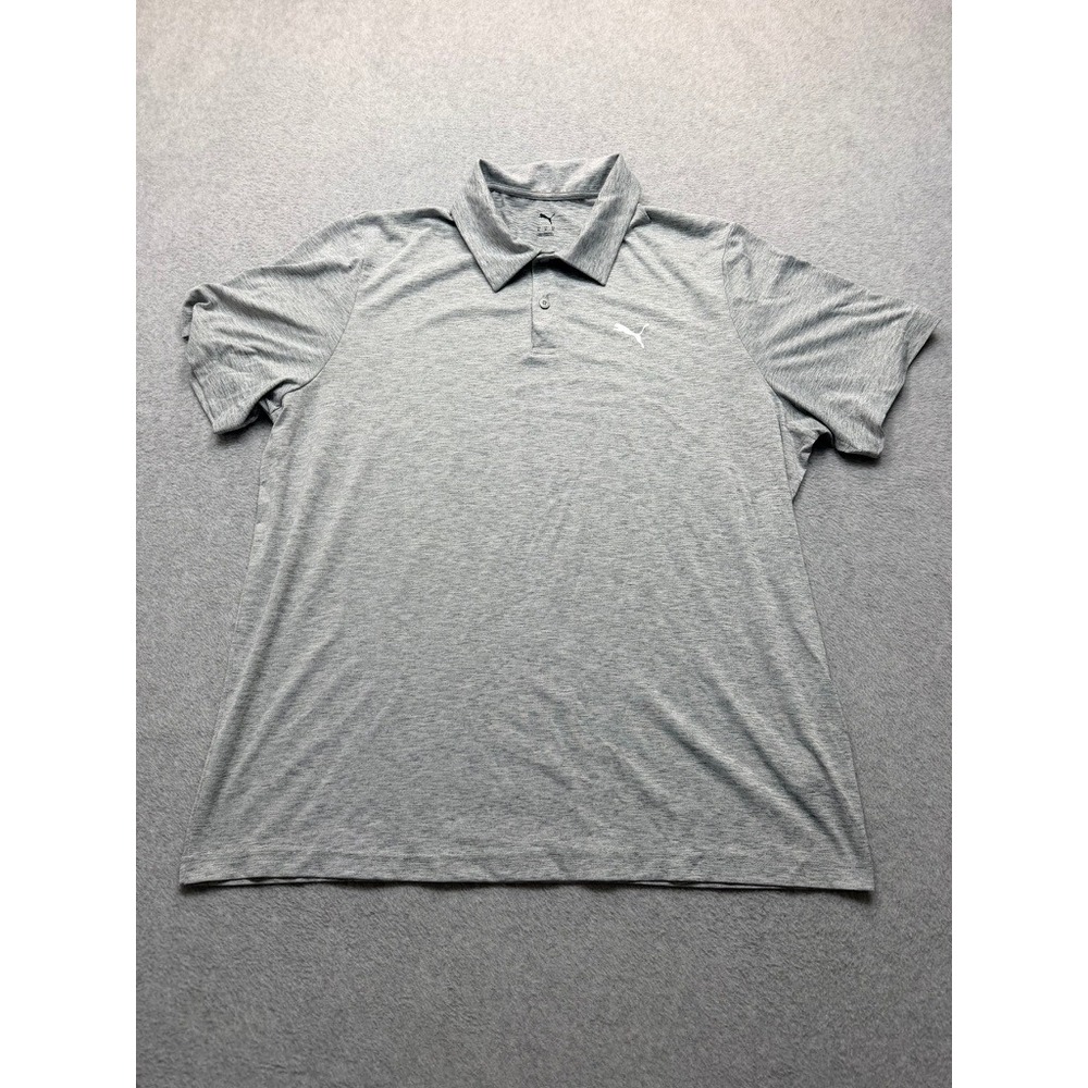 Puma Golf Shirt Mens XL Gray Heathered Short Sleeve Performance Polo